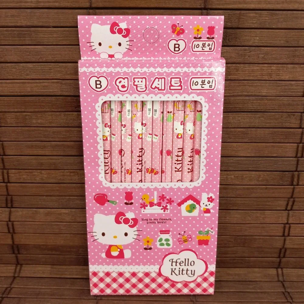 Hello Kitty Sanrio 10 Pencil Set For Korea Only 2009 Birds Butterflies